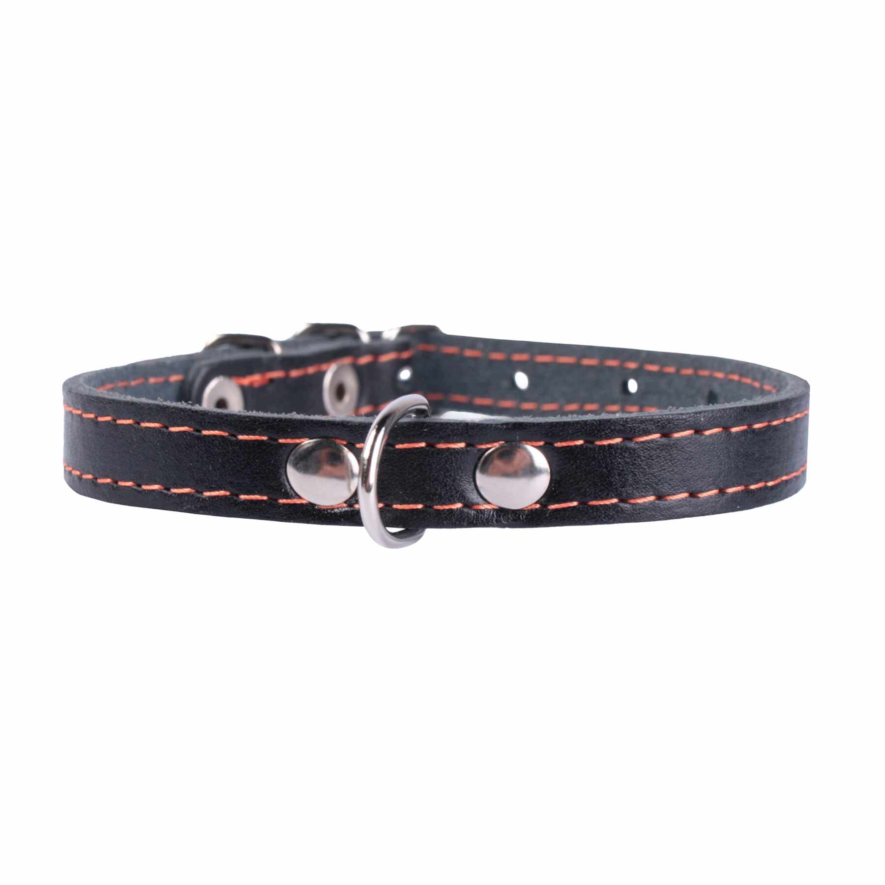 Ошейник Collar кожаный одинарный 47-62 см / 35 мм (черный)