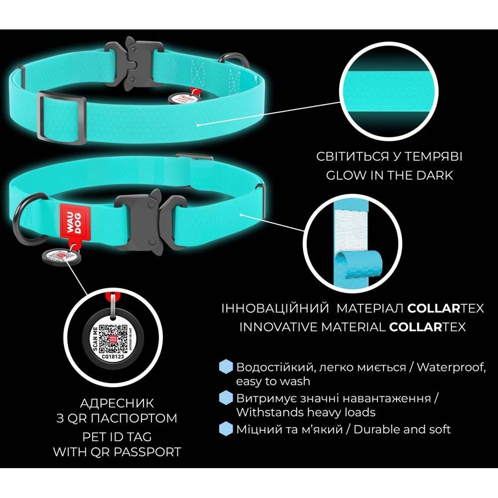 Нашийник Collar WAUDOG Waterproof водостійкий з QR-паспортом 24-40 см / 20 мм (ментоловий) Нашийник Collar WAUDOG Waterproof водостійкий з QR-паспортом 24-40 см / 20 мм (ментоловий)