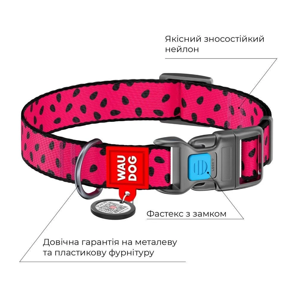 Нашийник для собак COLLAR WOUDOG Нейлон S - рожевий Нашийник для собак COLLAR WOUDOG Нейлон S - рожевий
