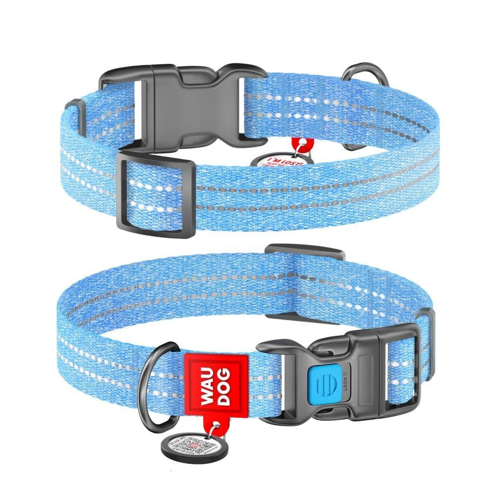 Нашийник для собак COLLAR WOUDOG Світловідбиваючий S - блакитний