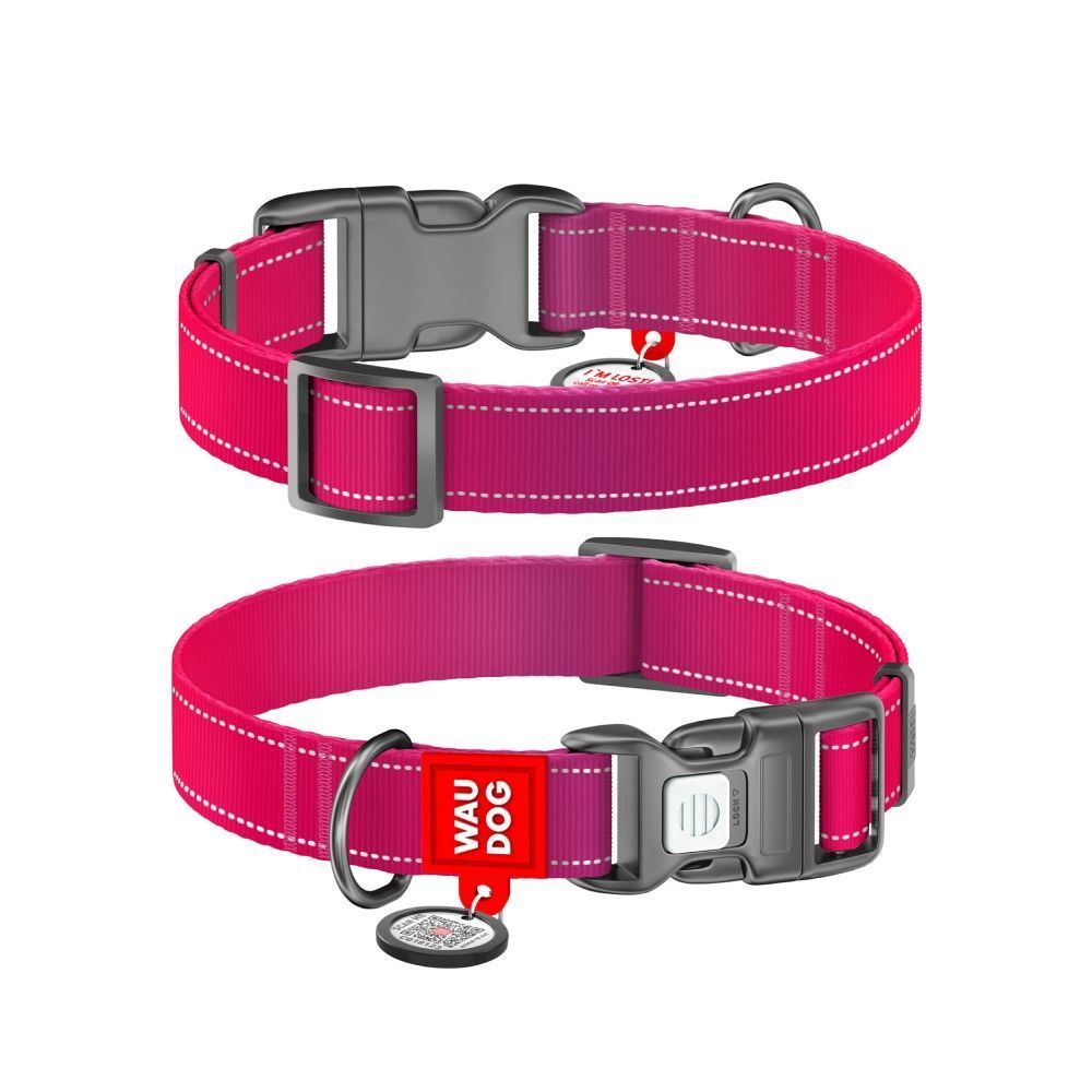 Нашийник для собак Collar Waudog Nylon Mono M - рожевий Нашийник для собак Collar Waudog Nylon Mono M - рожевий