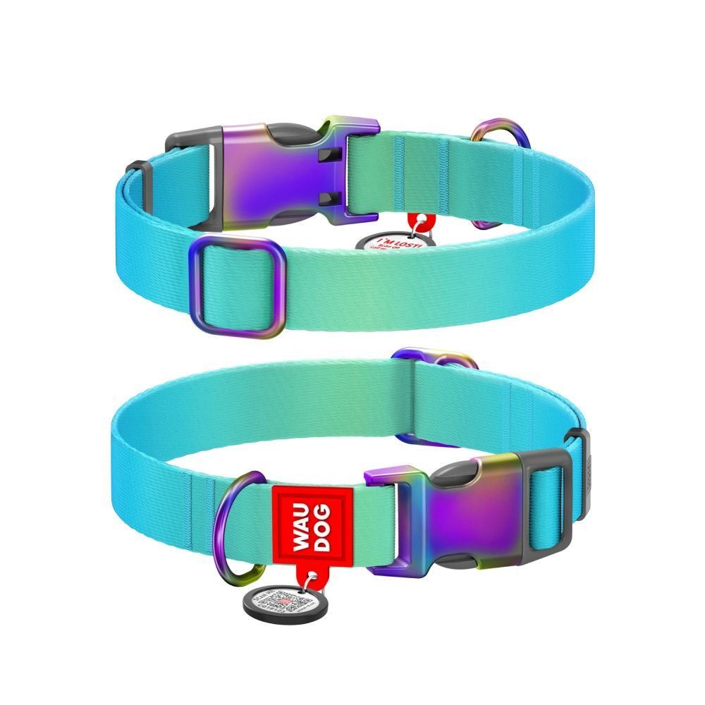 Нашийник для собак Collar Waudog Nylon Recycled M - блакитний Нашийник для собак Collar Waudog Nylon Recycled M - блакитний
