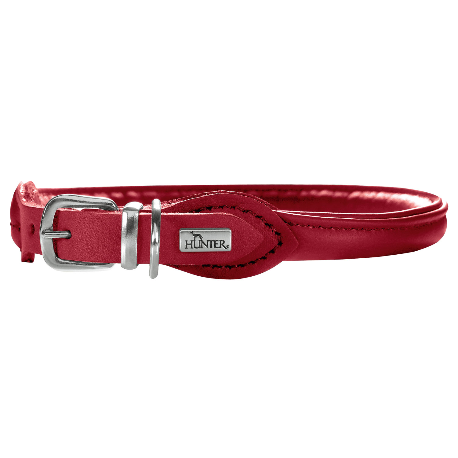 Ошейник Hunter кожаный «R & S Elk Petit» 30-33 см / 6 мм (красный)