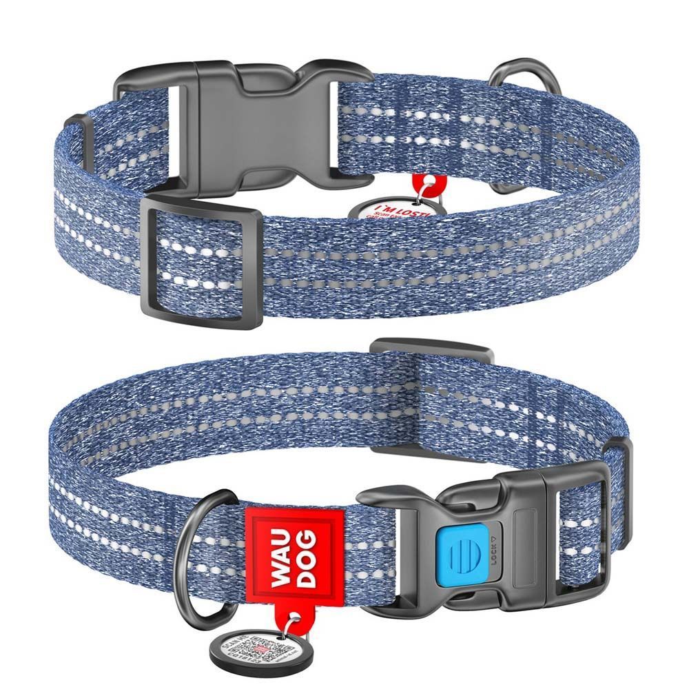 Нашийник світловідбивний Collar WAUDOG Re-cotton з QR-паспортом L 31-49 см/25 мм (синій) Нашийник світловідбивний Collar WAUDOG Re-cotton з QR-паспортом L 31-49 см/25 мм (синій)