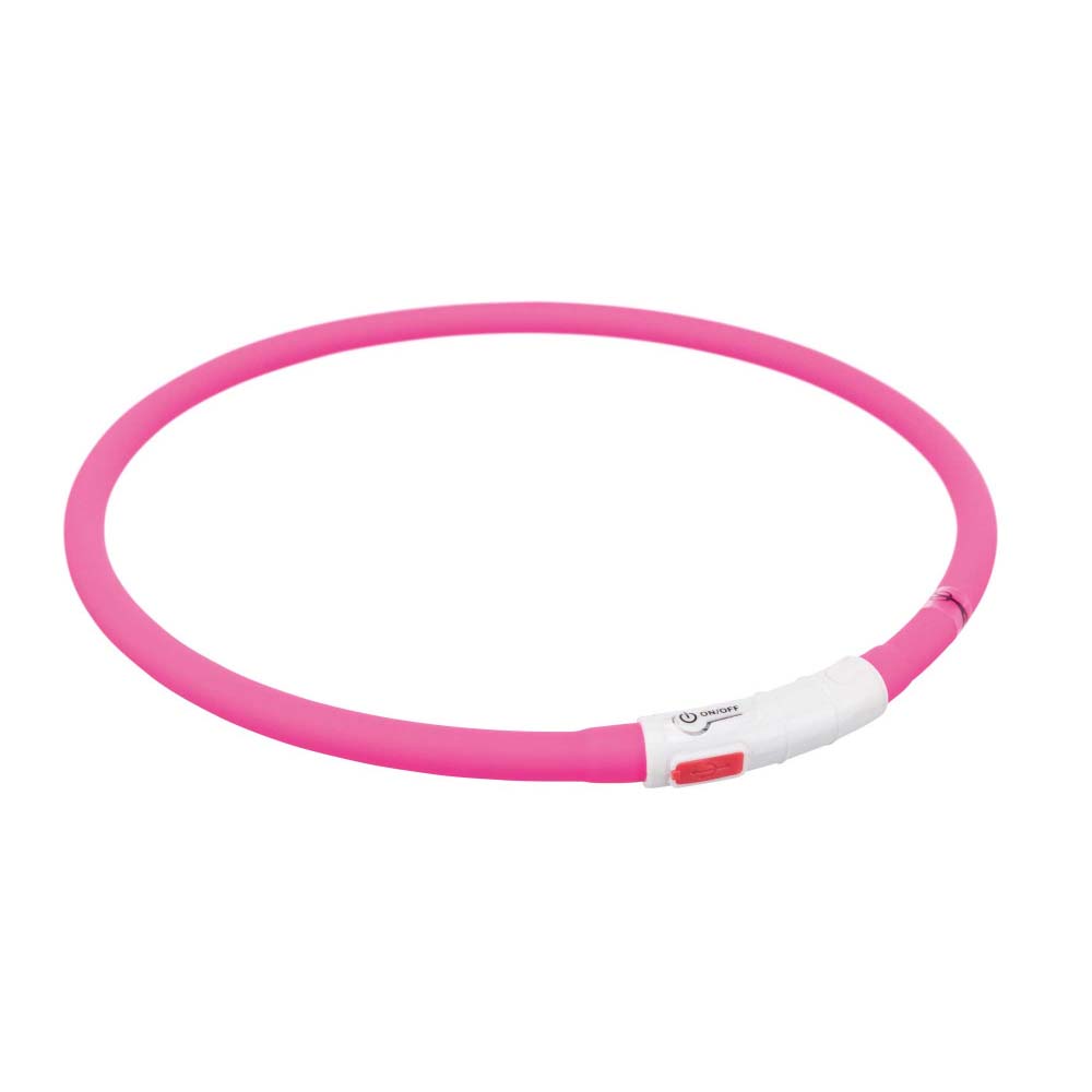 Нашийник Trixie що світиться з USB 70 см / 10 мм (рожевий)