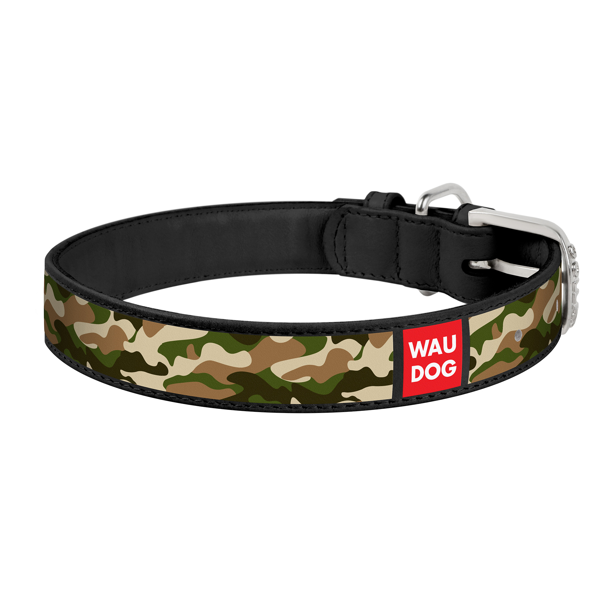 Ошейник WAUDOG Printed «Камо» 30-39 см / 20 мм (черный)