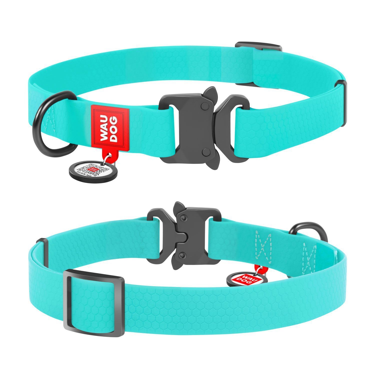Нашийник WAUDOG Waterproof люмінесцентний з QR-паспортом, 31-49 см / 25 мм - ментол Нашийник WAUDOG Waterproof люмінесцентний з QR-паспортом, 31-49 см / 25 мм - ментол