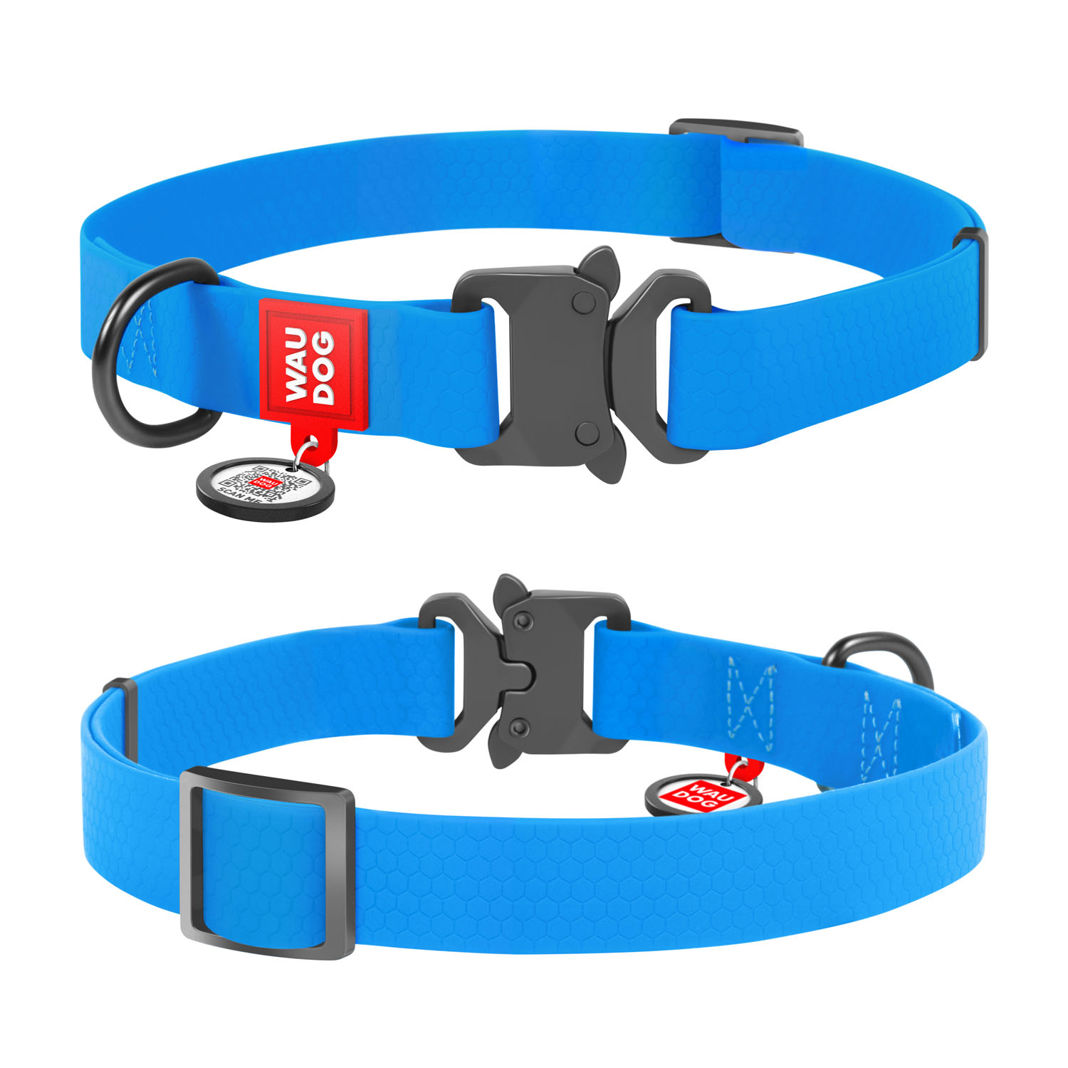 Нашийник WAUDOG Waterproof з QR-паспортом 31-49 см / 25 мм (блакитний) Нашийник WAUDOG Waterproof з QR-паспортом 31-49 см / 25 мм (блакитний)