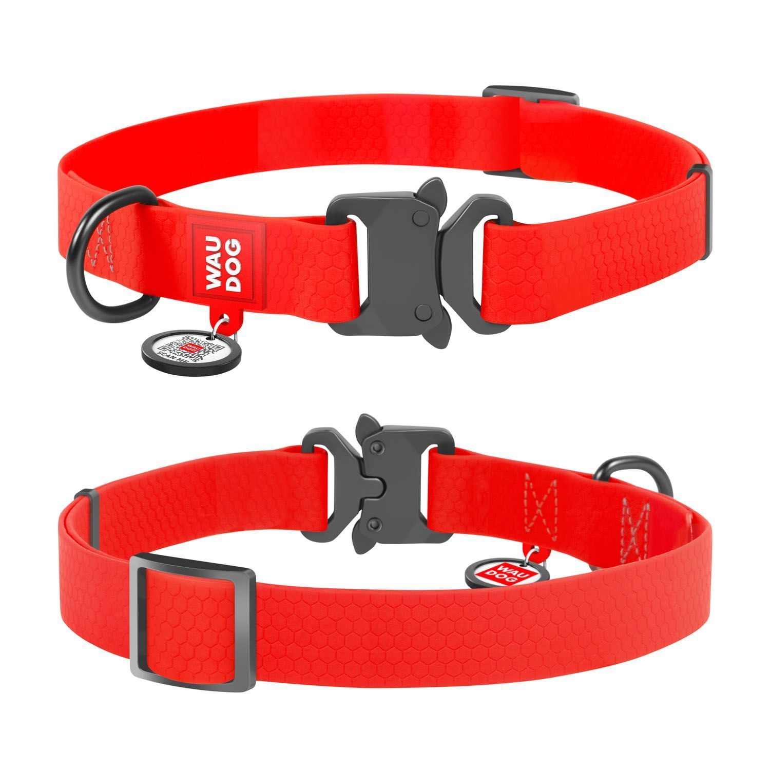 Нашийник WAUDOG Waterproof з QR-паспортом 31-49 см / 25 мм (червоний) Нашийник WAUDOG Waterproof з QR-паспортом 31-49 см / 25 мм (червоний)