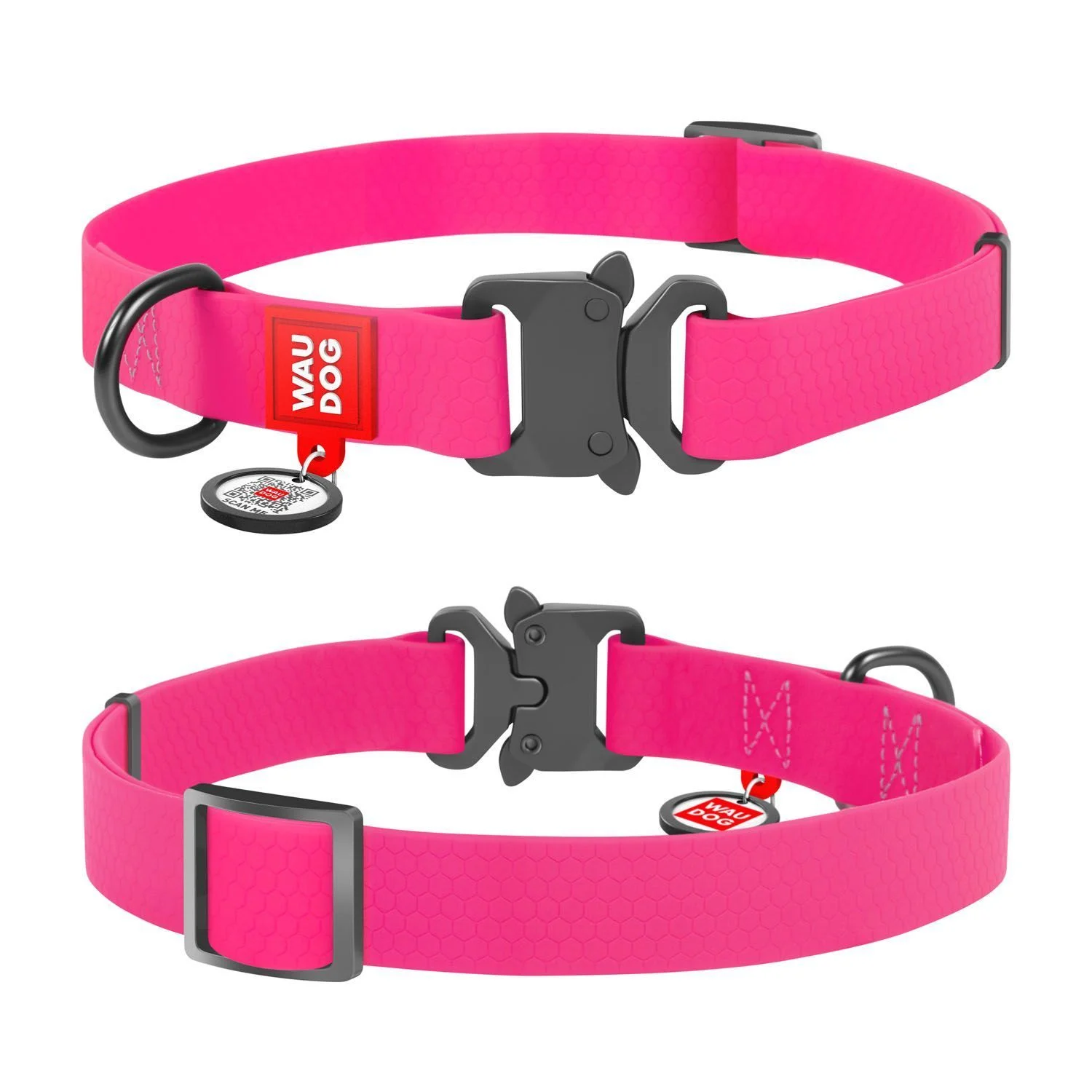 Нашийник WAUDOG Waterproof з QR-паспортом 31-49 см / 25 мм (рожевий) Нашийник WAUDOG Waterproof з QR-паспортом 31-49 см / 25 мм (рожевий)