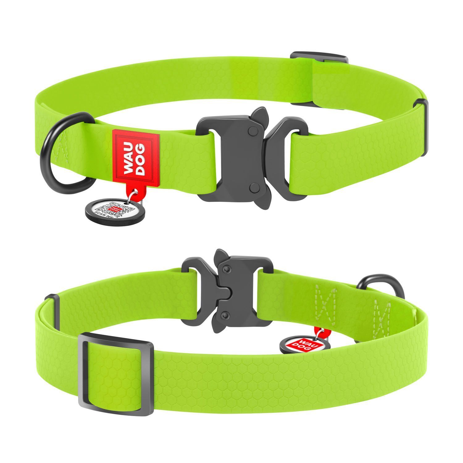 Нашийник WAUDOG Waterproof з QR-паспортом 31-49 см / 25 мм (салатовий) Нашийник WAUDOG Waterproof з QR-паспортом 31-49 см / 25 мм (салатовий)