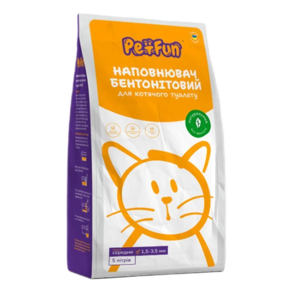 Pet Fun бентонітовий наповнювач для котячого туалету 5 л - без аромату Pet Fun бентонітовий наповнювач для котячого туалету 5 л - без аромату