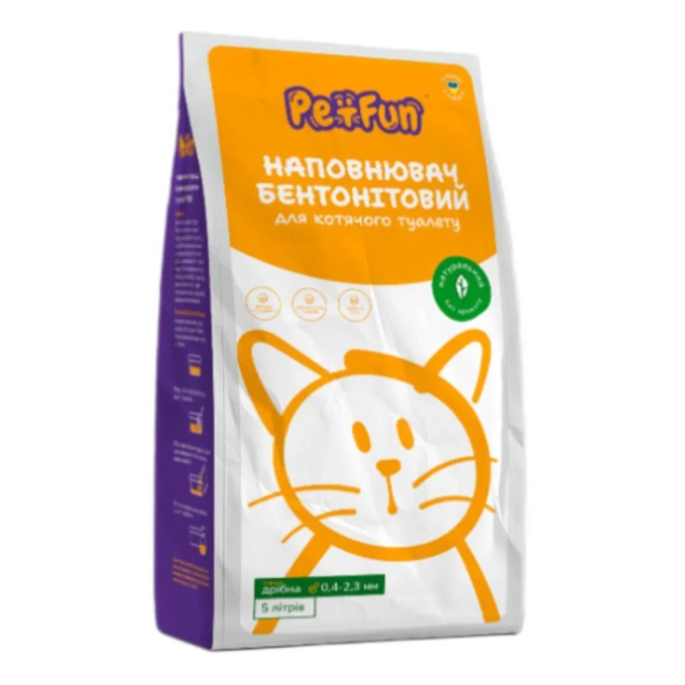 Pet Fun бентонітовий наповнювач для котячого туалету 5 л - без аромату