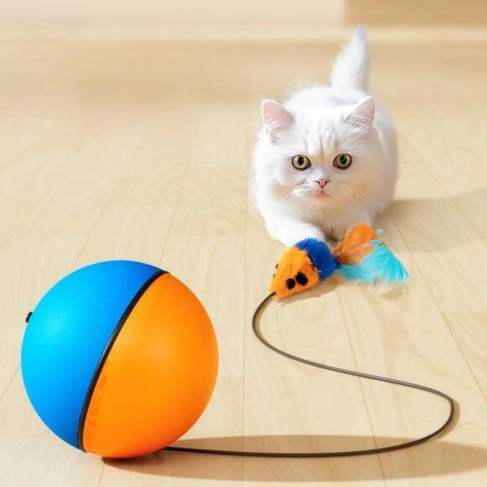 Pet Fun іграшка для котів м'ячик 8 см - синьо-помаранчевий