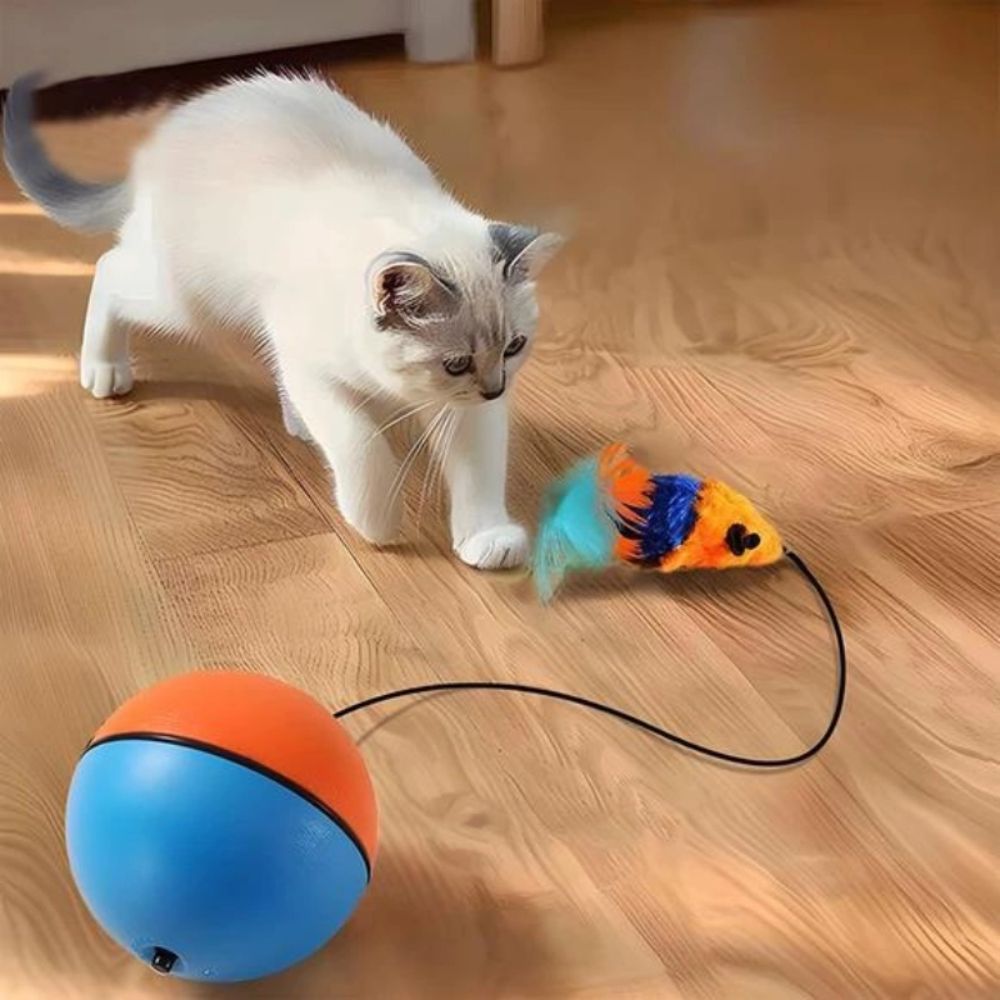 Pet Fun іграшка для котів м'ячик 8 см - синьо-помаранчевий