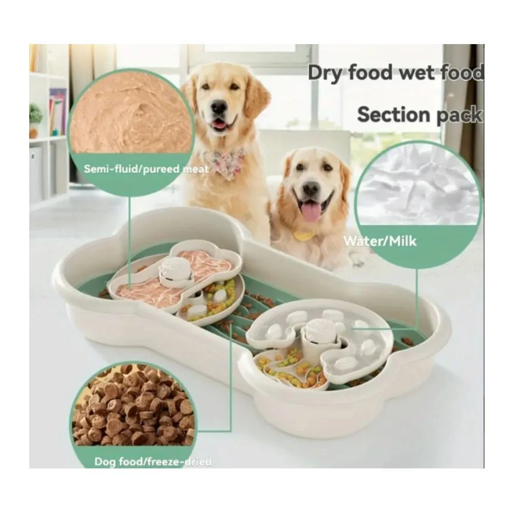 Pet Fun миска для собак 25х43х7,5 см - біло-зелений