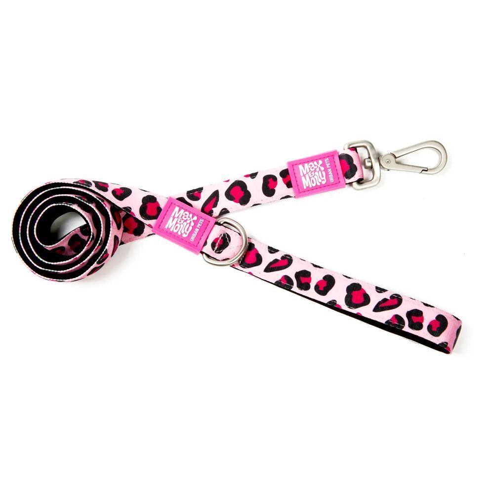 Max Molly Short Leash Рожевий леопард повідець для собак 1,2 м х 1,5 см - різнокольоровий Max Molly Short Leash Рожевий леопард повідець для собак 1,2 м х 1,5 см - різнокольоровий