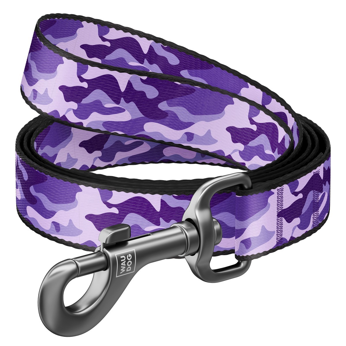 Поводок нейлоновый для собак Collar WAUDOG Nylon «Фиолетовый камуфляж» L-XXL, 2,5 см х 122 см