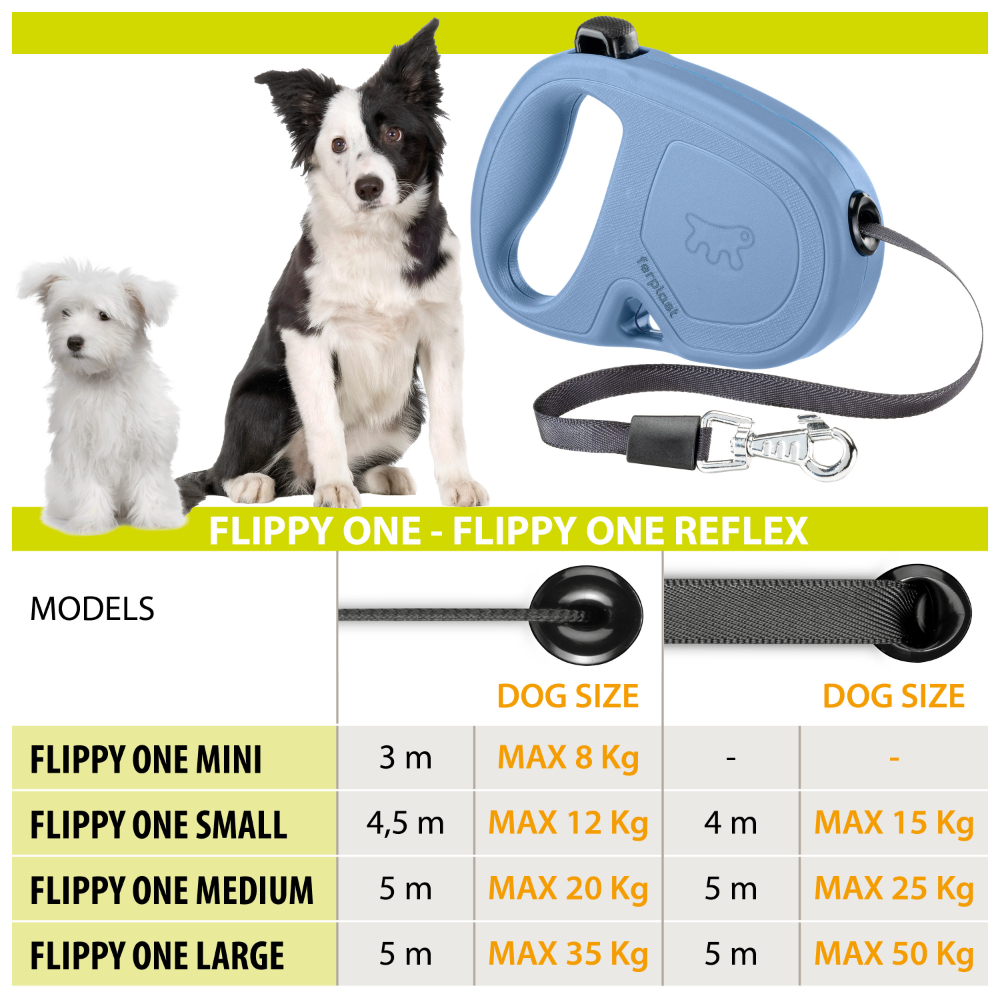 Поводок-рулетка для собак Ferplast Flippy One Reflex S – черно-зеленый Поводок-рулетка для собак Ferplast Flippy One Reflex S – черно-зеленый