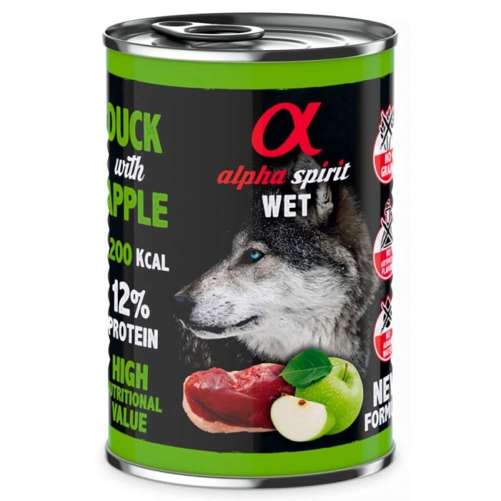 Вологий корм для собак Alpha Spirit Adult 400 г - качка та зелене яблуко