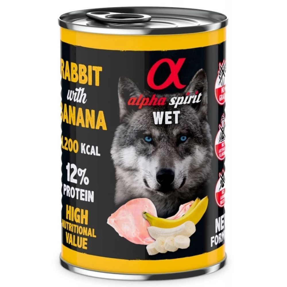 Вологий корм для собак Alpha Spirit Adult 400 г - кролик та банан