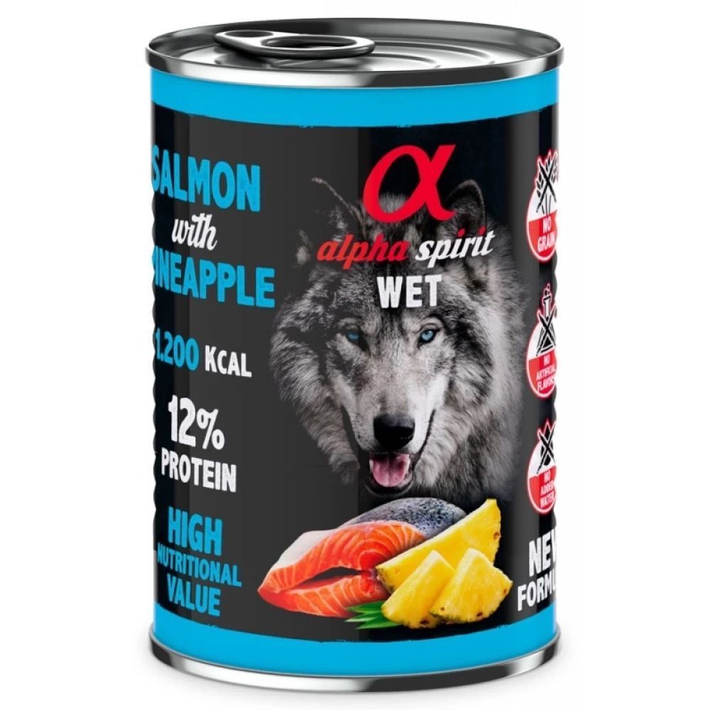 Вологий корм для собак Alpha Spirit Adult 400 г - лосось та ананас