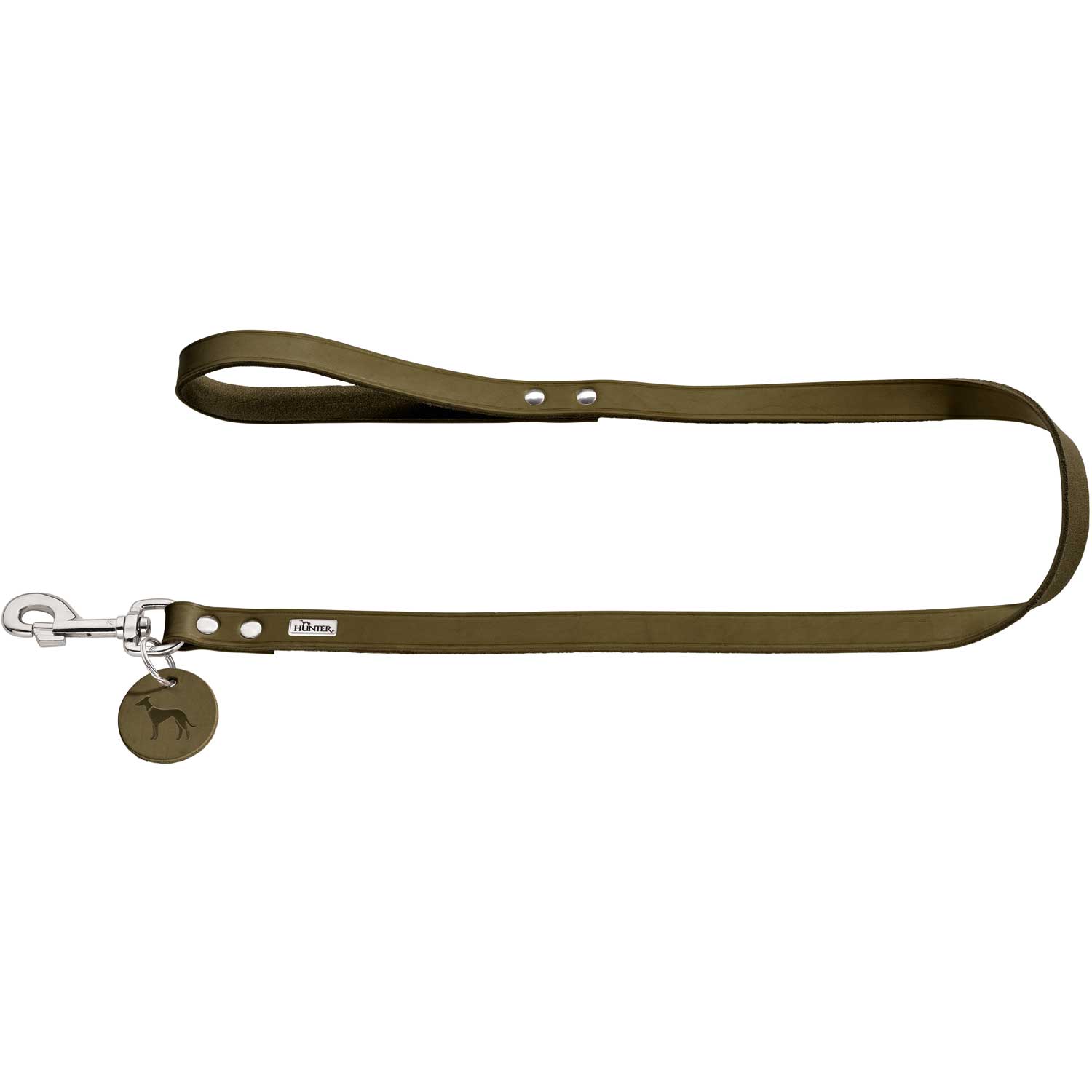 Поводок Hunter кожаный «Leash» 1 м / 20 мм (оливковый)