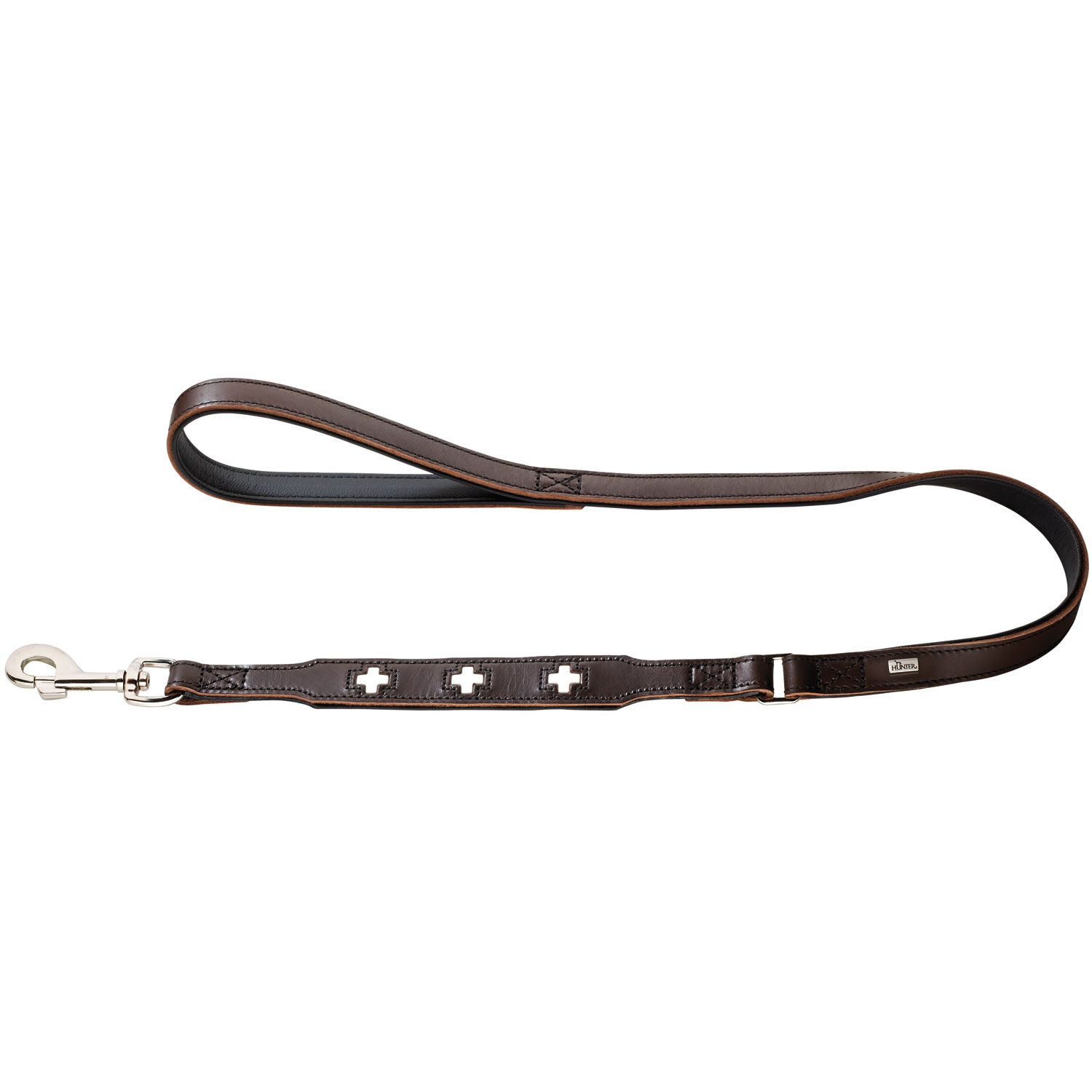 Поводок Hunter кожаный «Leash Swiss» 1 м / 18 мм (коричневый / черный)