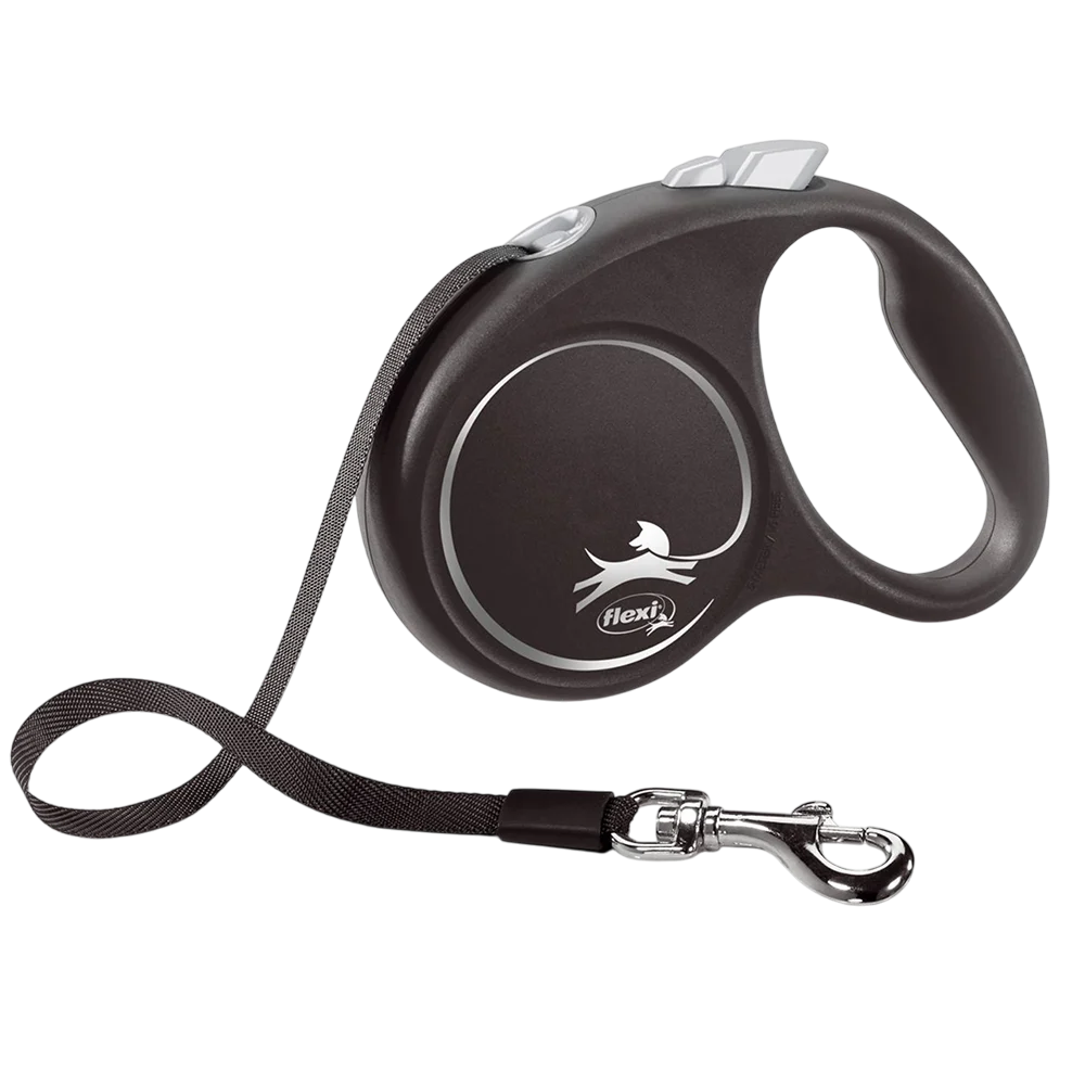 Flexi Black Design повідець-рулетка для собак зі стрічкою 5 м S - чорний Flexi Black Design повідець-рулетка для собак зі стрічкою 5 м S - чорний