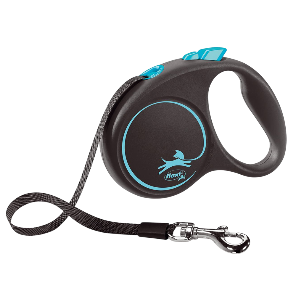 Flexi Black Design повідець-рулетка для собак S стрічка 5 м - синій Flexi Black Design повідець-рулетка для собак S стрічка 5 м - синій