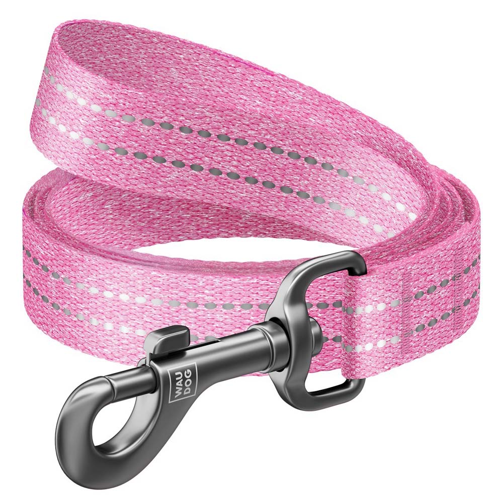 Поводок светоотражающий Collar WAUDOG Re-cotton 2 м/20 мм (розовый)
