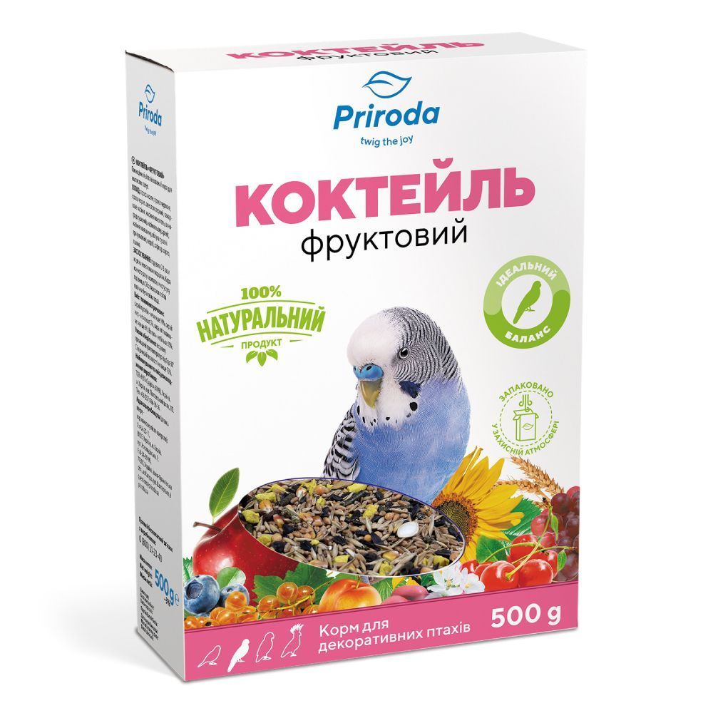 Корм для хвилястих папуг Priroda Коктейль Фруктовий 500 г - фрукти Корм для хвилястих папуг Priroda Коктейль Фруктовий 500 г - фрукти