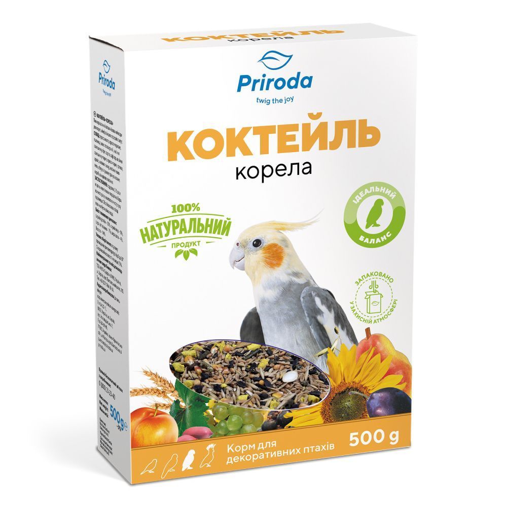Корм для серелніх папуг Priroda Коктейль Корела 500 г - асорті