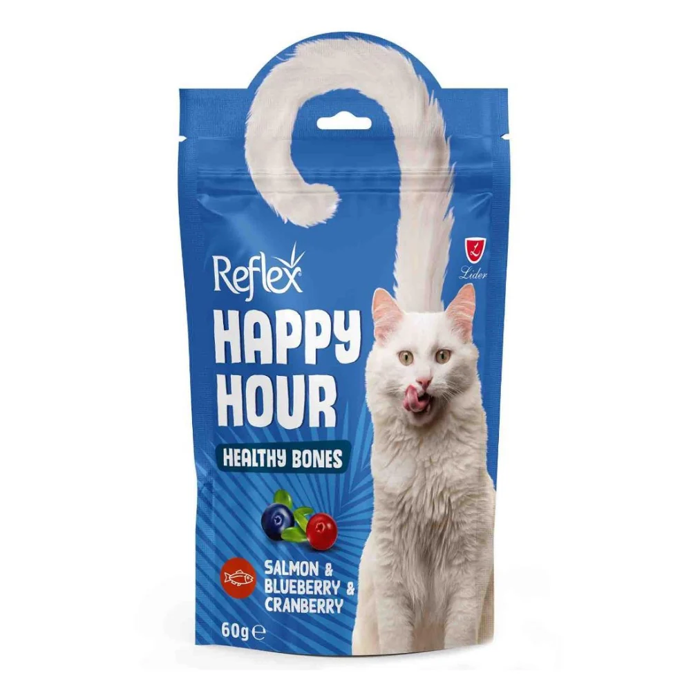 Лакомства для кошек Reflex Plus Happy Hour Healthy Bones 60 г - лосось, черника и клюква Лакомства для кошек Reflex Plus Happy Hour Healthy Bones 60 г - лосось, черника и клюква