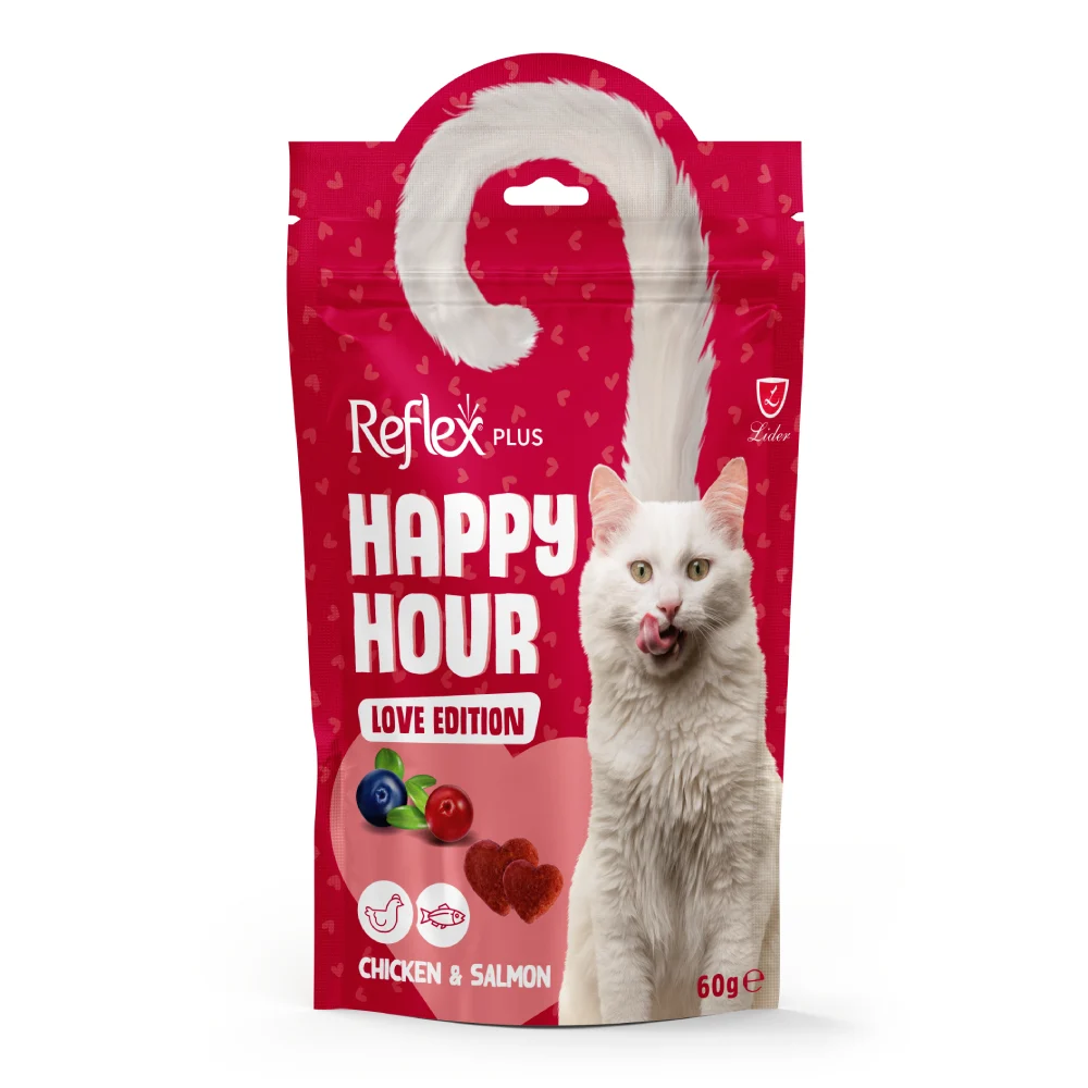 Лакомства для кошек Reflex Plus Happy Hour Love Edition 60 г — курица и лосось Лакомства для кошек Reflex Plus Happy Hour Love Edition 60 г — курица и лосось