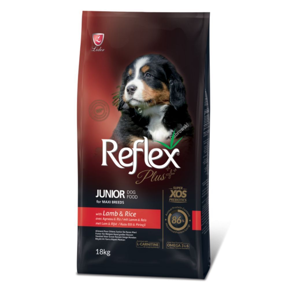 Сухий корм для цуценят Reflex Plus Junior Maxi Breeds 18 кг - ягня та рис Сухий корм для цуценят Reflex Plus Junior Maxi Breeds 18 кг - ягня та рис