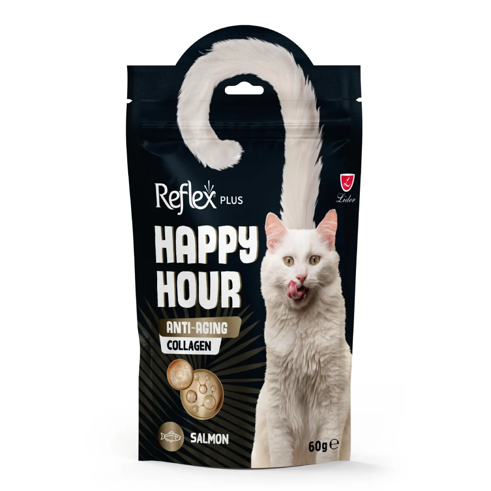 Лакомства для кошек Reflex Plus Happy Hour Anti-Aging Collagen 60 г — лосось и коллаген Лакомства для кошек Reflex Plus Happy Hour Anti-Aging Collagen 60 г — лосось и коллаген