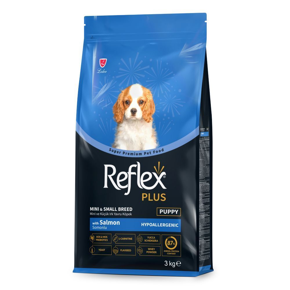Сухий корм для цуценят Reflex Plus Puppy Mini & Small Breed Hypoallergenic 3 кг - лосось Сухий корм для цуценят Reflex Plus Puppy Mini & Small Breed Hypoallergenic 3 кг - лосось
