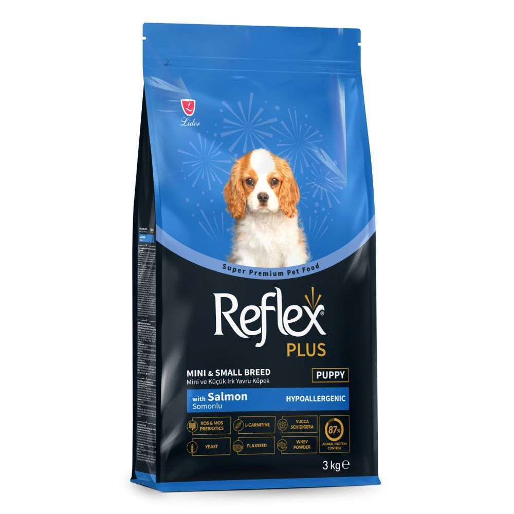 Сухий корм для цуценят Reflex Plus Puppy Mini & Small Breed Hypoallergenic 3 кг - лосось Сухий корм для цуценят Reflex Plus Puppy Mini & Small Breed Hypoallergenic 3 кг - лосось