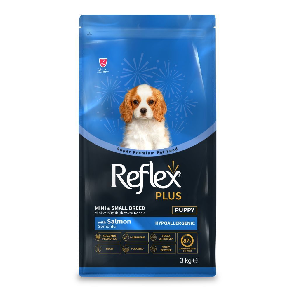 Сухий корм для цуценят Reflex Plus Puppy Mini & Small Breed Hypoallergenic 3 кг - лосось Сухий корм для цуценят Reflex Plus Puppy Mini & Small Breed Hypoallergenic 3 кг - лосось