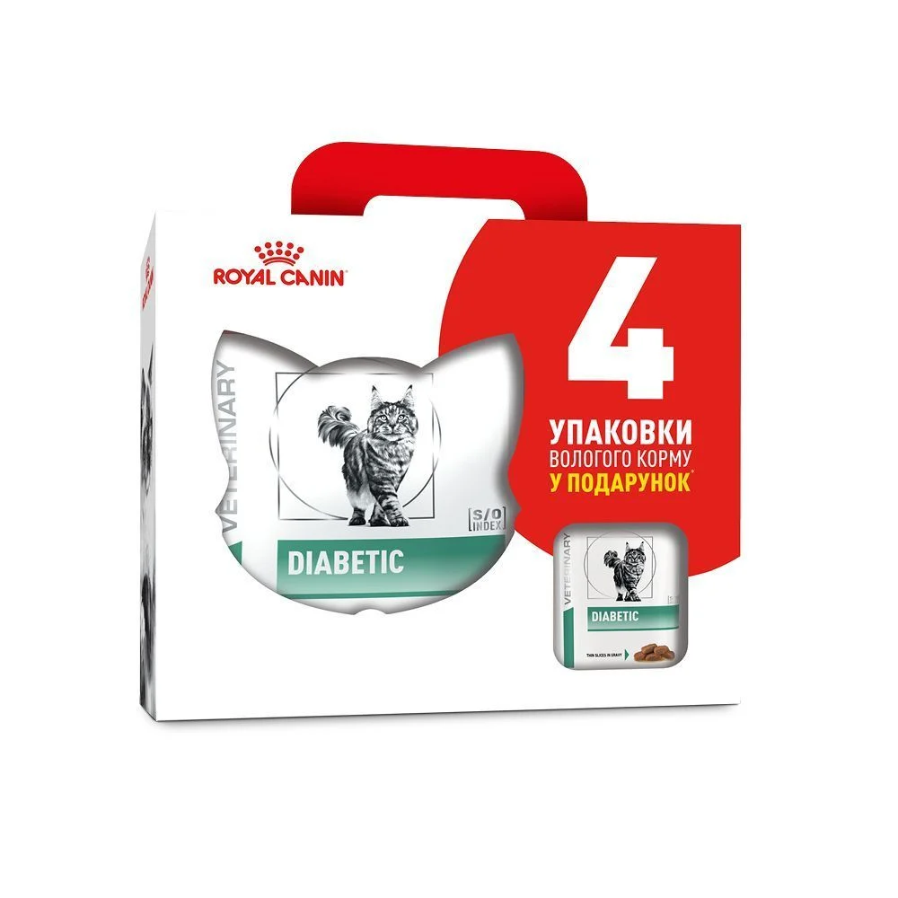 Набор сухого и влажного корма для кошек Royal Canin Diabetic 1,5 кг + 4 шт. по 85 г Набор сухого и влажного корма для кошек Royal Canin Diabetic 1,5 кг + 4 шт. по 85 г