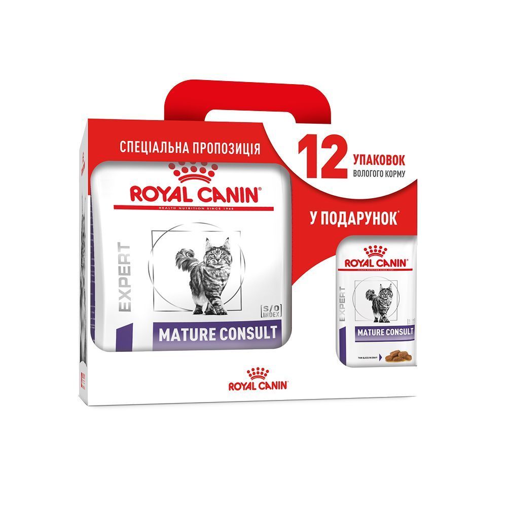 Набор сухого и влажного корма для кошек Royal Canin Mature Consult Balance 3,5 кг + 12 шт. по 85 г Набор сухого и влажного корма для кошек Royal Canin Mature Consult Balance 3,5 кг + 12 шт. по 85 г