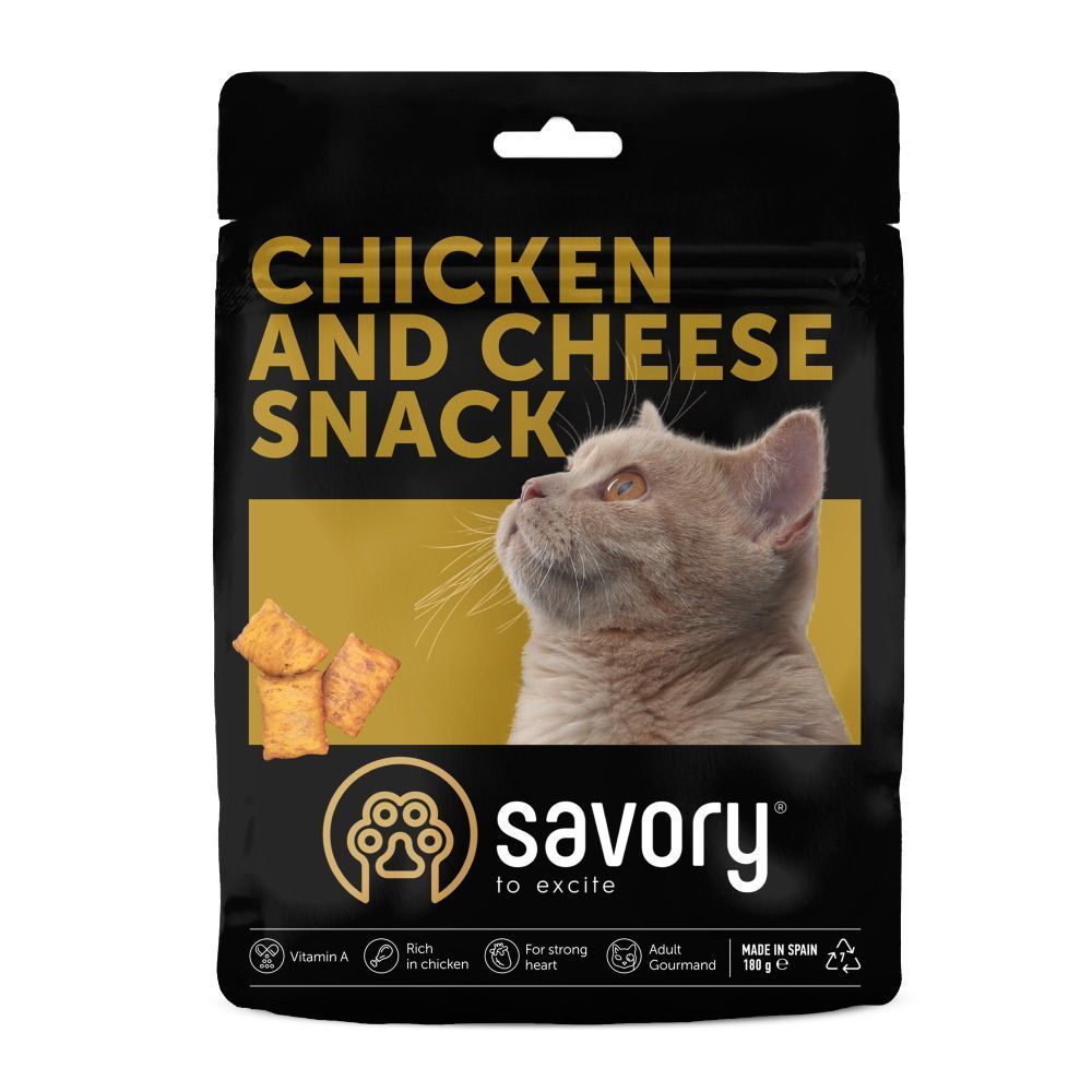 Ласощі для котів Savory Chicken and Cheese Snack 180 г - курка та сир Ласощі для котів Savory Chicken and Cheese Snack 180 г - курка та сир