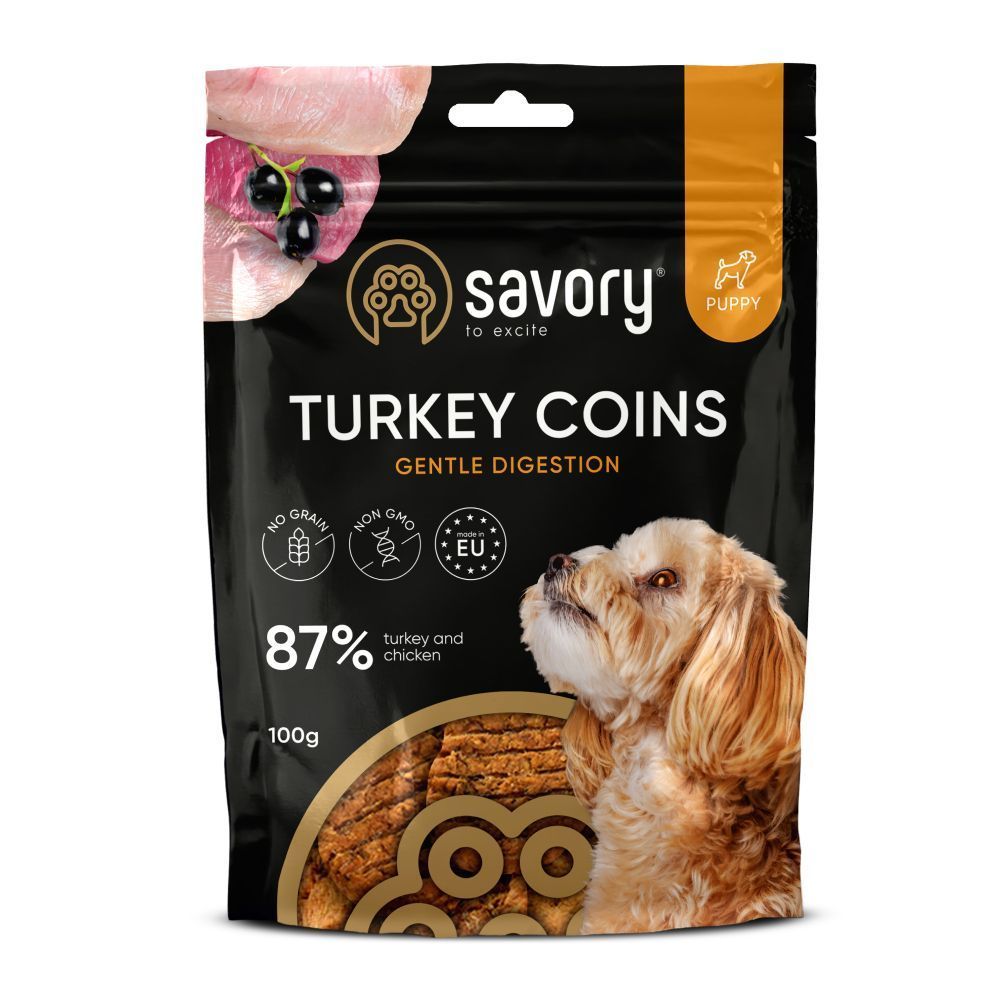 Сухий корм для цуценят Savory Набір Puppy 1 кг - індичка та курка + Ласощі Puppy Turkey Coins 100 г - індичка та курка Сухий корм для цуценят Savory Набір Puppy 1 кг - індичка та курка + Ласощі Puppy Turkey Coins 100 г - індичка та курка