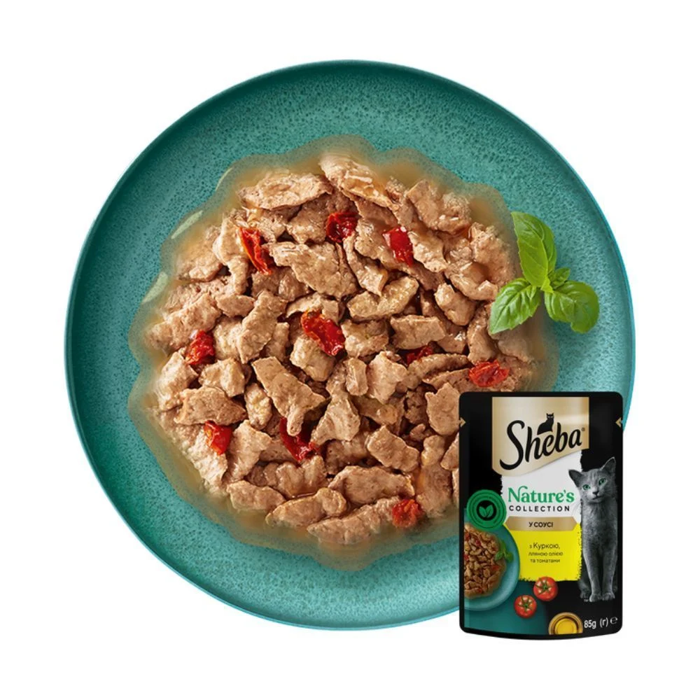 Влажный корм для кошек Sheba Nature's Collection 85 г - курица, томаты и льняное масло