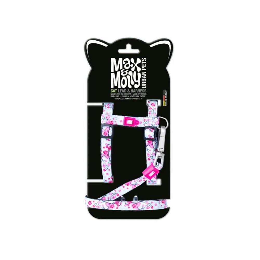 Шлея з повідцем для котів Max Molly Цвітіння вишні One Size - білий