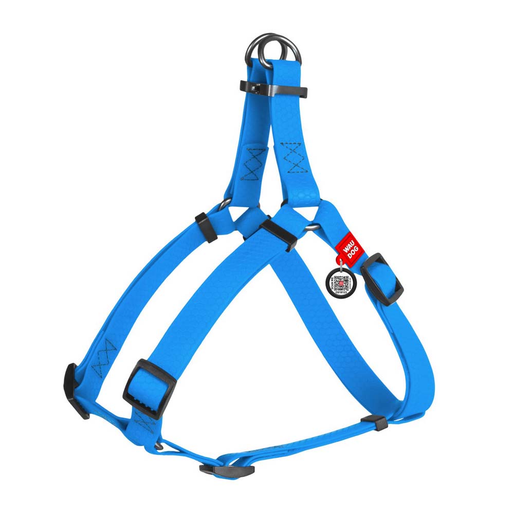 Шлейка Collar WAUDOG Waterproof водостойкая с QR-паспортом 50-80 см / 20 мм (голубая)