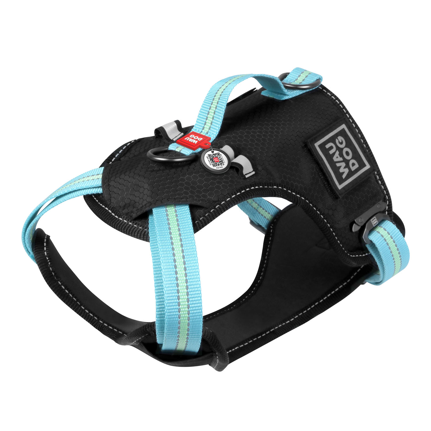 Шлея WAUDOG Nylon c QR паспортом M 60-80 см / 20 мм (блакитна)