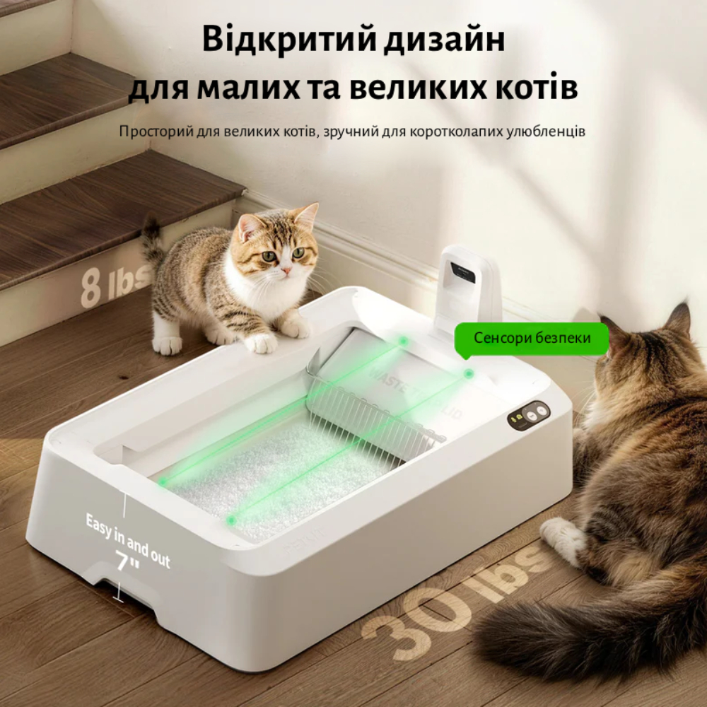 Смарт-лоток для кошек Petkit Purobot Crystal Duo P9905 81,8х50,7х33,4 см - белый