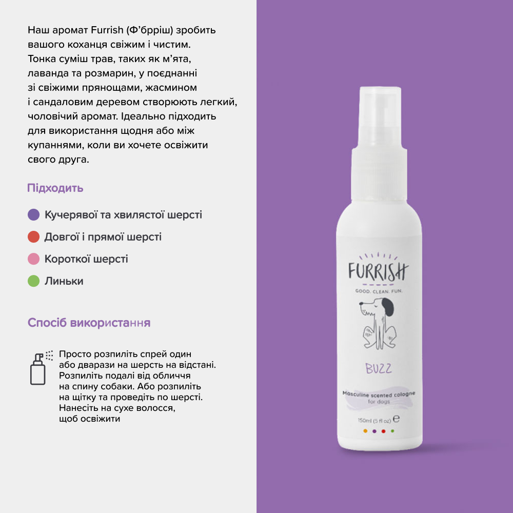 Спрей для собак Furrish Buzz Masculine Scented Cologne 150 мл - для хлопчиків